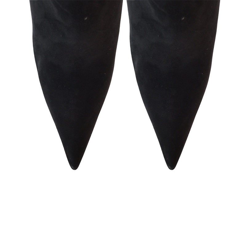 cq teresita single black suede leather boots pointy toe